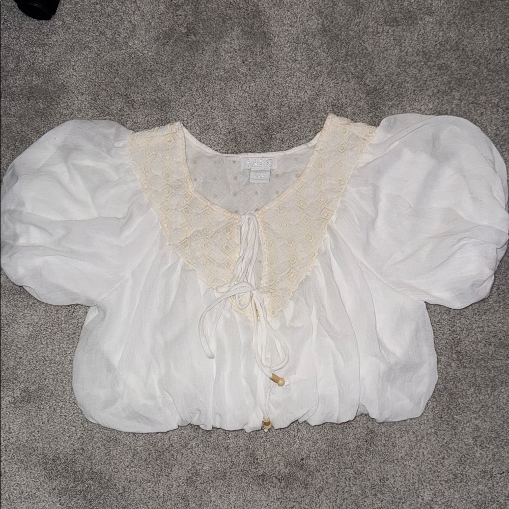 Elegant White Lace-Trimmed Women's Top